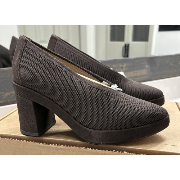 Eileen Fisher Shoes - Eileen Fisher Womens Signy Pumps Heels Brown Knit Nubuck Block Heel Size 5.5 M